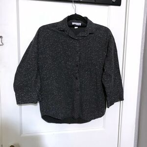 Vintage RUSS Teen Russ Togs Button Up Shirt Womens Medium Gray Speckle Union Tag